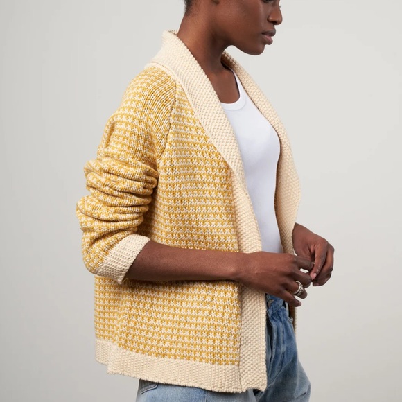 THE GREAT. the minicheck lodge cardigan - golden light s (1) - Picture 2 of 10
